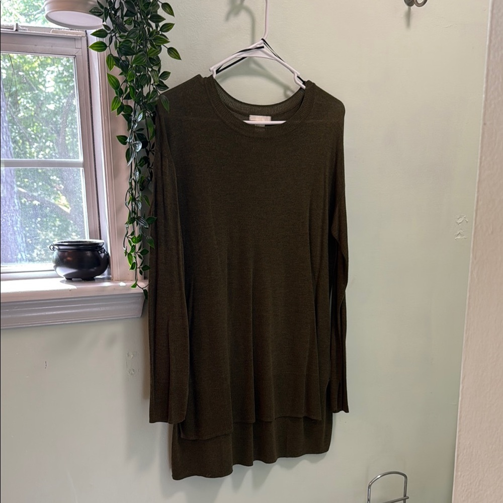 Olive Green Long Sleeve Sweater Dress